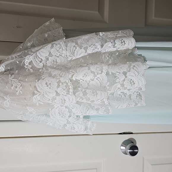 Miss Elaine Light Blue And White Lace, long Vintage Robe. Oversized Small. - Picture 6 of 12